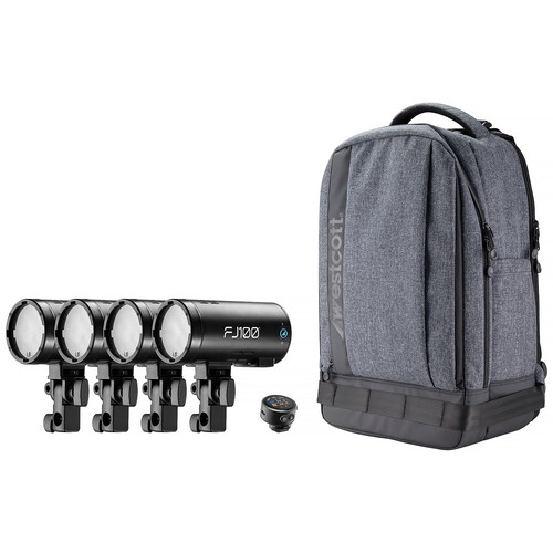 Westcott FJ100 100Ws Off-Camera Strobe with FJ-T1 M Multi-Brand Trigger (4-Light Backpack Kit)