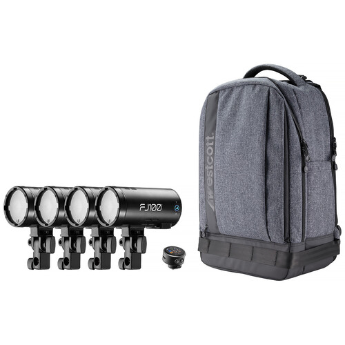 Westcott FJ100 100Ws Off-Camera Strobe with FJ-T1 S Trigger for Sony (4-Light Backpack Kit)