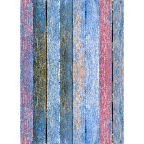 Westcott Rustic Wood Art Canvas Backdrop with Grommets (5 x 7', Bold Blue)