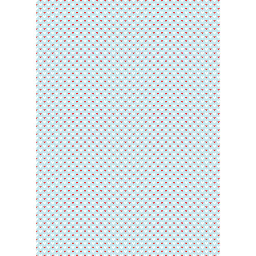 Westcott Hearts Art Canvas Backdrop with Grommets (5 x 7', Red and White Pattern, Sky Blue Background)