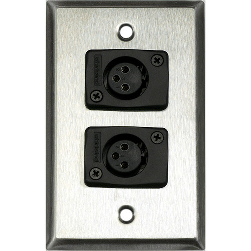 Whirlwind WP1/2FW 1-Gang Wall Plate with 2 Whirlwind WC3F Female XLR Terminals (Stainless Steel Finish)