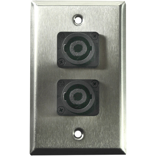 Whirlwind WP1/2NL4 1-Gang Wall Plate with 2 Neutrik NL4 Speakon Terminals (Stainless Steel Finish)