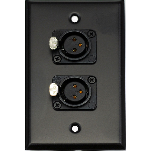 Whirlwind WP1B/2FNS 1-Gang Wall Plate with 2 Neutrik Female XLR Screw Terminals (Black Finish)