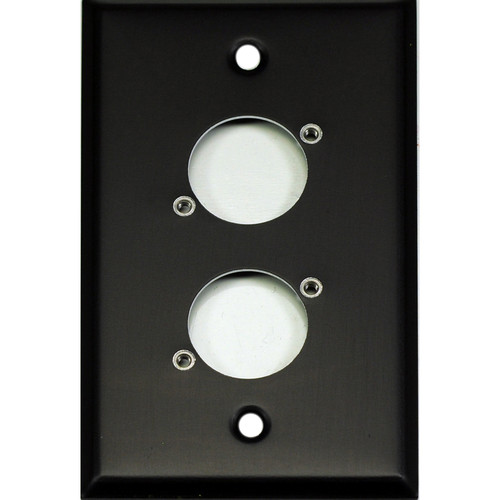 Whirlwind WP1B/2H 1-Gang Wall Plate Punched for 2 Whirlwind/Switchcraft D3F Terminals (Black Finish)