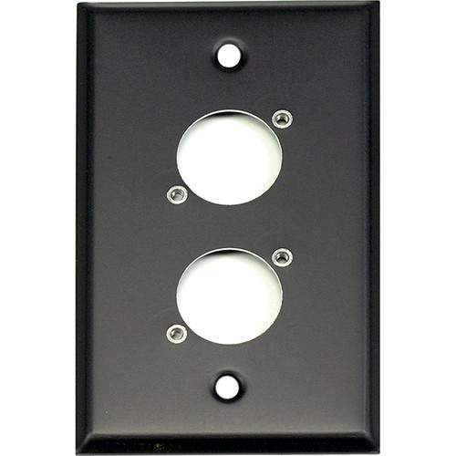 Whirlwind WP1B/2NDH 1-Gang Wall Plate Punched for 2 Neutrik XLR Terminals (Black Finish)