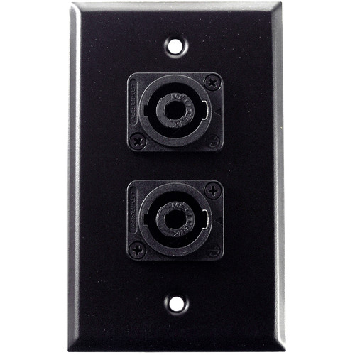 Whirlwind WP1B/2NL4 1-Gang Wall Plate with 2 Neutrik NL4 Speakon Terminals (Black Finish)