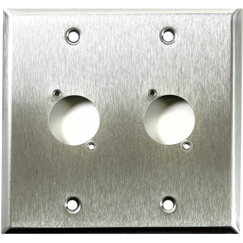 Whirlwind WP2/2H 2-Gang Wall Plate Punched for 2 Whirlwind/Switchcraft D3F Terminals (Stainless Steel Finish)
