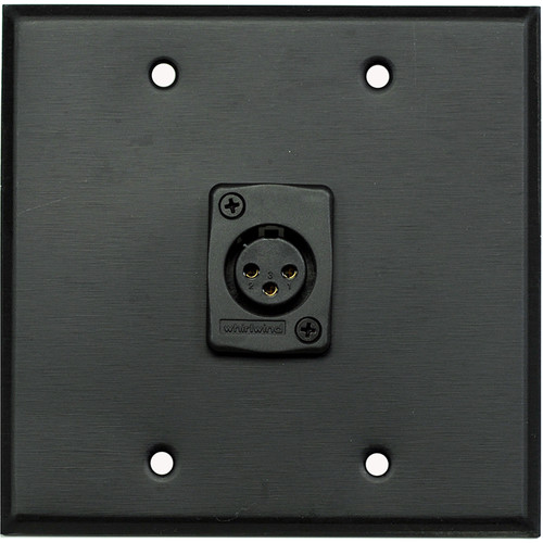 Whirlwind WP2B/1FW 2-Gang Wall Plate with 1 Whirlwind WC3F Female XLR Terminal (Black Finish)