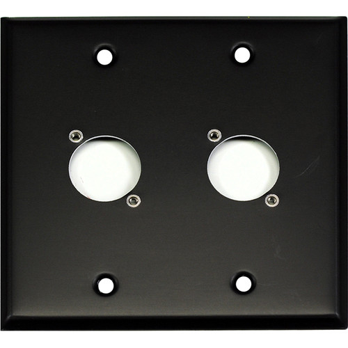 Whirlwind WP2B/2NDH 2-Gang Wall Plate Punched for 2 Neutrik XLR Terminals (Black Finish)