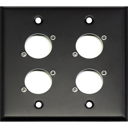 Whirlwind WP2B/4NDH 2-Gang Wall Plate Punched for 4 Neutrik XLR Terminals (Black Finish)