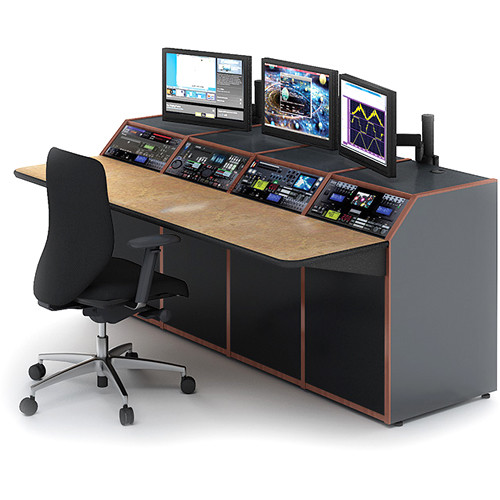 Winsted Four-Bay Spectrum Console (Black Base, Banister Oak Top)