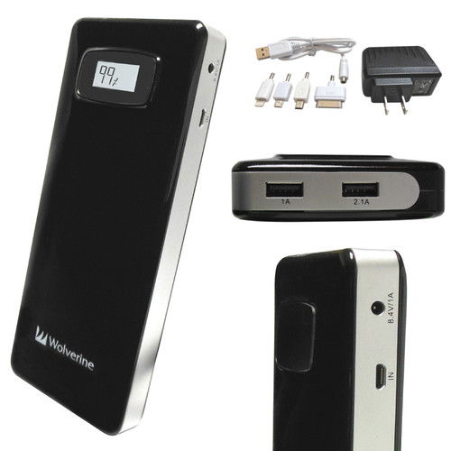 Wolverine Data Colossal 18,200mAh Dual USB Travel Battery Charger (Black)