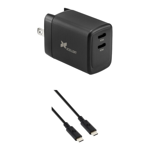 Xcellon PDG-245 45W GaN 2-Port USB-C Charger & Charging Cable Kit