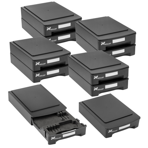 Xcellon Stackable Hard Drive Case with Media Organizer Kit (10-Pack)