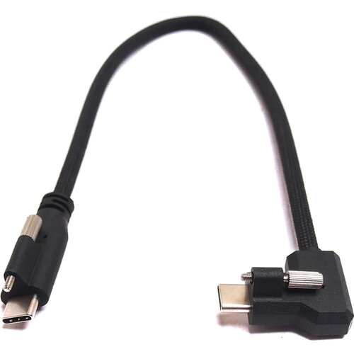 XLCS Designs Locking USB-C Right-Angle to Straight EVF Cable for PYXIS 6K (1', Black)