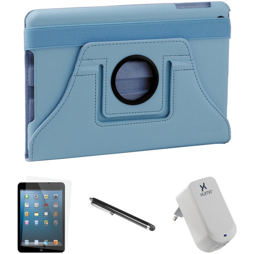 Xuma Rotatable Folio Case for iPad mini with Accessories Kit (Blue, European)
