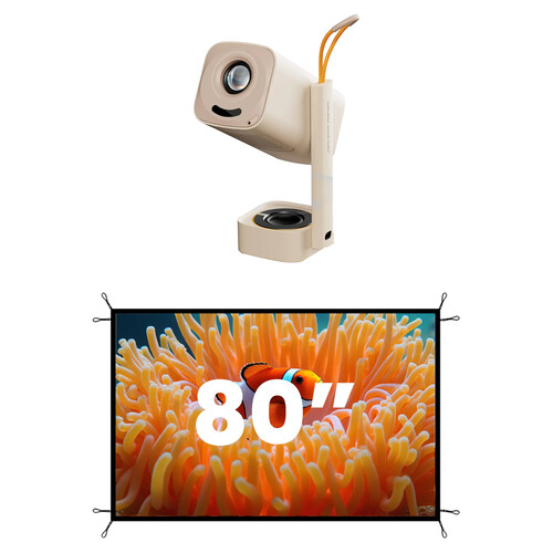 Yaber T1 Pro 220-Lumen Full HD LED Smart Portable Projector with 80" Foldable Screen Kit