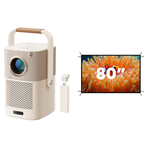 Yaber T2 Plus 450-Lumen Full HD LED LCD Portable Projector & YS-80F 80" Foldable Screen Kit