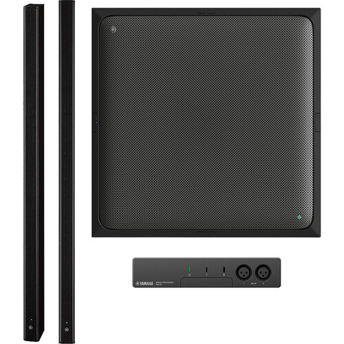 Yamaha ADECIA Ceiling Microphone Bundle with Speakers & No Switch for Audio/Videoconferencing (Black Mic, Black Speakers)