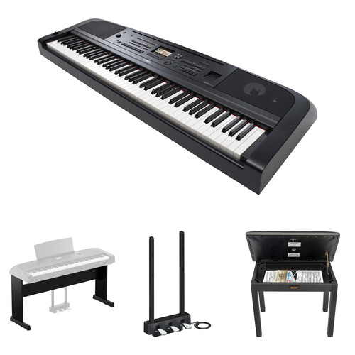 Yamaha DGX-670 Portable Digital Grand Piano Bundle with Stand, Pedals, and Bench (Black)