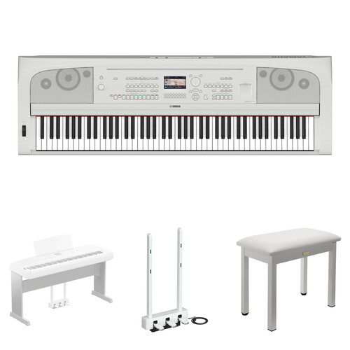 Yamaha DGX-670 Portable Digital Grand Piano Bundle with Stand, Pedals, and Bench (White)