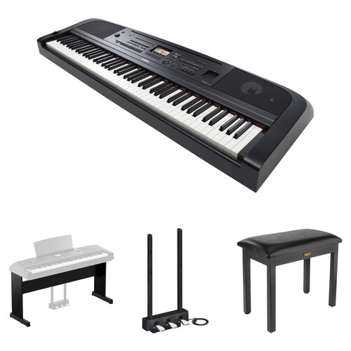 Yamaha DGX-670 Portable Digital Grand Piano Bundle with Stand, Pedals, and Bench (Black)