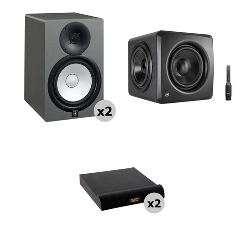 Yamaha HS8 Powered Studio Monitors Kit with Suboofer and Isolation Pads (Slate Gray)