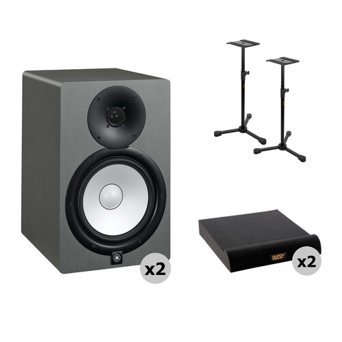 Yamaha HS8 Powered Studio Monitor Kit with Studio Monitor Stands and Isolation Pads (Slate Gray, Pair)