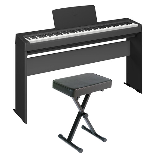 Yamaha P143LXB Bundle with 88-Key Portable Digital Piano, Stand, and Bench (Black)