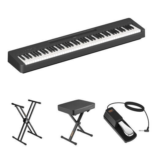 Yamaha P-143 88-Key Portable Digital Piano Kit with X-Stand, X-Bench, Sustain Pedal (Black)