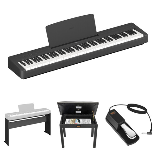 Yamaha P-145BT 88-Key Portable Digital Piano with Bluetooth and Accessories Studio Kit