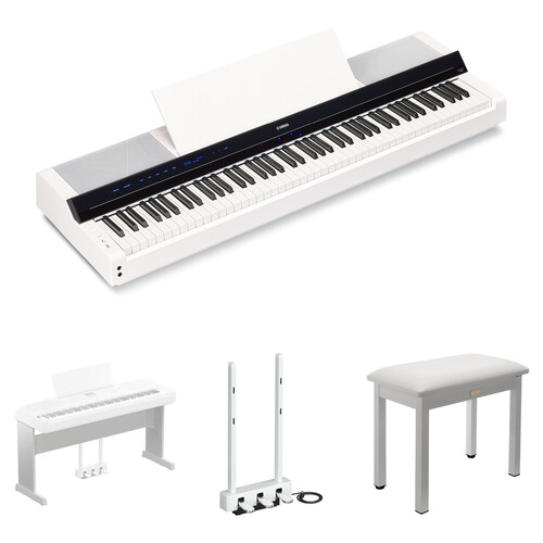 Yamaha P-S500 88-Key Digital Piano Kit with Stand, 3-Pedal Unit, and Bench (White)