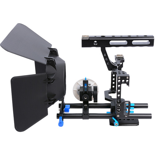 YELANGU C500 Camera Cage with Matte Box and Follow Focus (Blue Trim)
