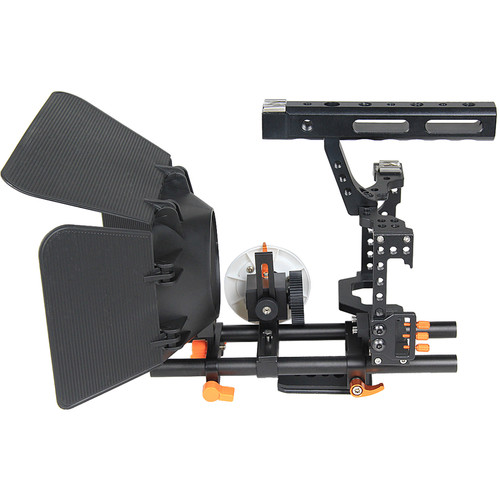 YELANGU C500 Camera Cage with Matte Box and Follow Focus (Orange Trim)