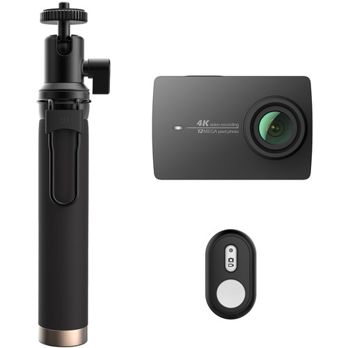 YI Technology 4K Action Camera with Selfie Stick & Bluetooth Remote (Black)