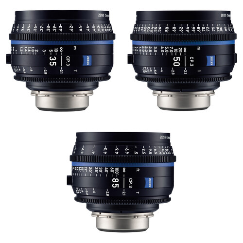 ZEISS CP.3 35, 50, 85mm Three Lens Kit (PL Mount, Feet) B&H