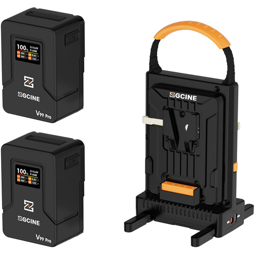 ZGCINE Charging Kit Combo 1 with VM-C2 Dual Charger and 2 x V99 Pro V-Mount Batteries