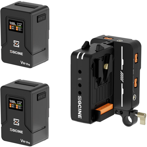 ZGCINE Cinema Set 1 with VM-HS2 Dual V-Mount Battery Adapter Plate and 2 x ZG-V99 Pro V-Mount Batteries