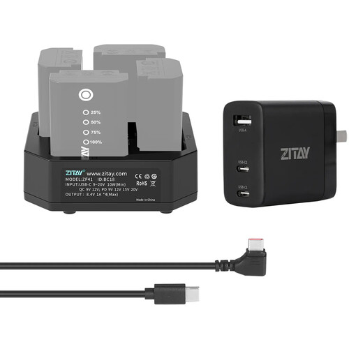 ZITAY Fast NP-F Battery Quad Charger Kit with PD Adapter
