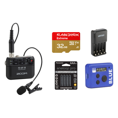 Zoom F2 Ultracompact Bluetooth-Enabled Field Recorder with Lavalier Microphone and Timecode Kit