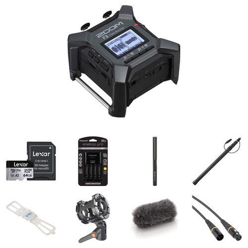 Zoom F3 2-Input / 2-Track Portable Field Recorder Booming Kit