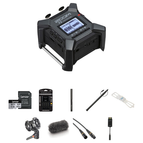 Zoom F3 2-Input / 2-Track Portable Field Recorder Booming Kit