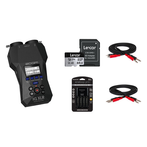 Zoom H1 XLR Portable Audio Recorder for Video with DJ Recording Kit