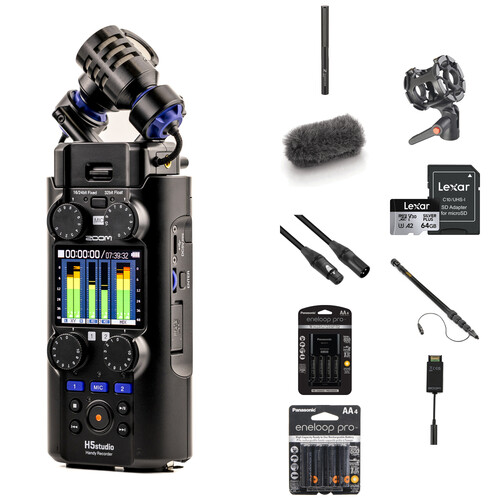 Zoom H5studio 4-Track Handy Recorder with 32-Bit Float Recording and Booming Kit