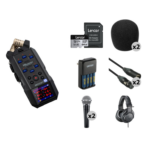 Zoom H6essential 6-Track 32-Bit Float Portable Audio Recorder with 2-Person Podcasting Kit