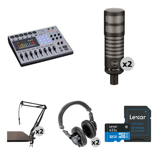 Zoom PodTrak P8 Two-Person Podcast Value Kit with Limelight Mics, Boom Arms, and Headphones