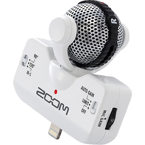 Zoom iQ5 Stereo Microphone for iOS Devices with Lightning Connector (White)