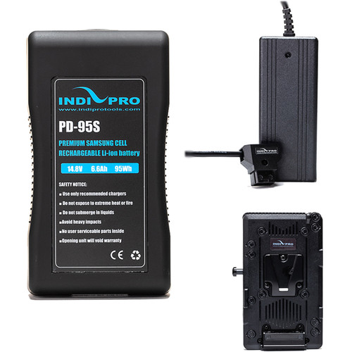 IndiPRO Tools 95Wh V-Mount Battery, Charger & Plate Kit