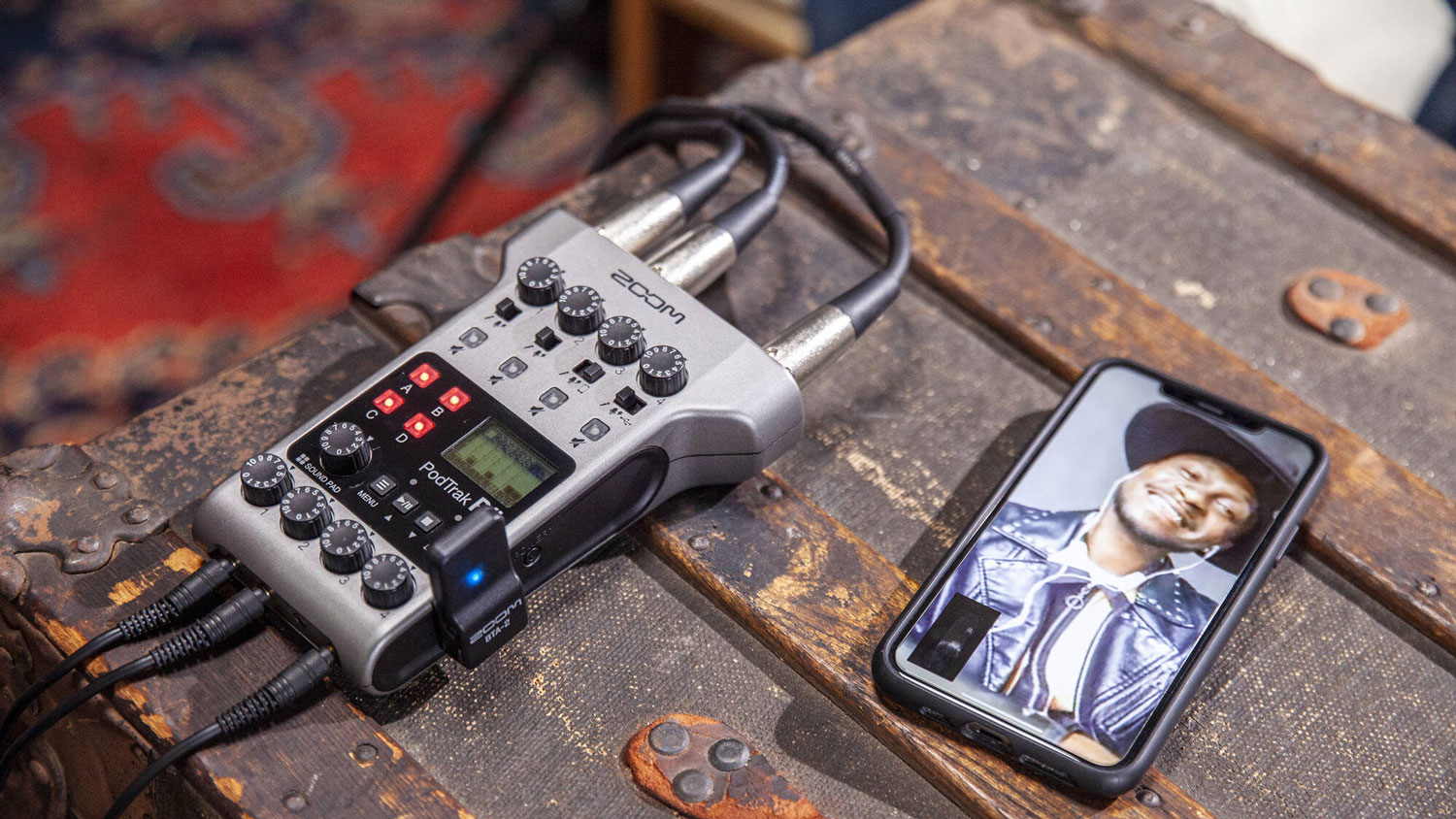 Zoom PodTrak P4 Portable Multitrack Podcast Recorder with BTA-2 Bluetooth Adapter for PodTrak Series