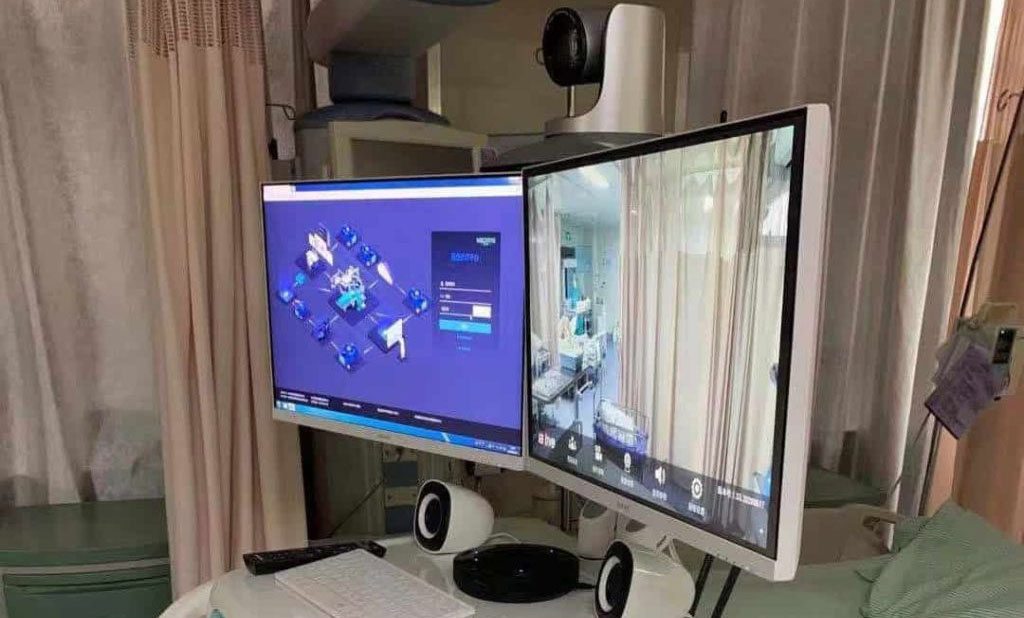 Telycam PTZ camera on medical cart